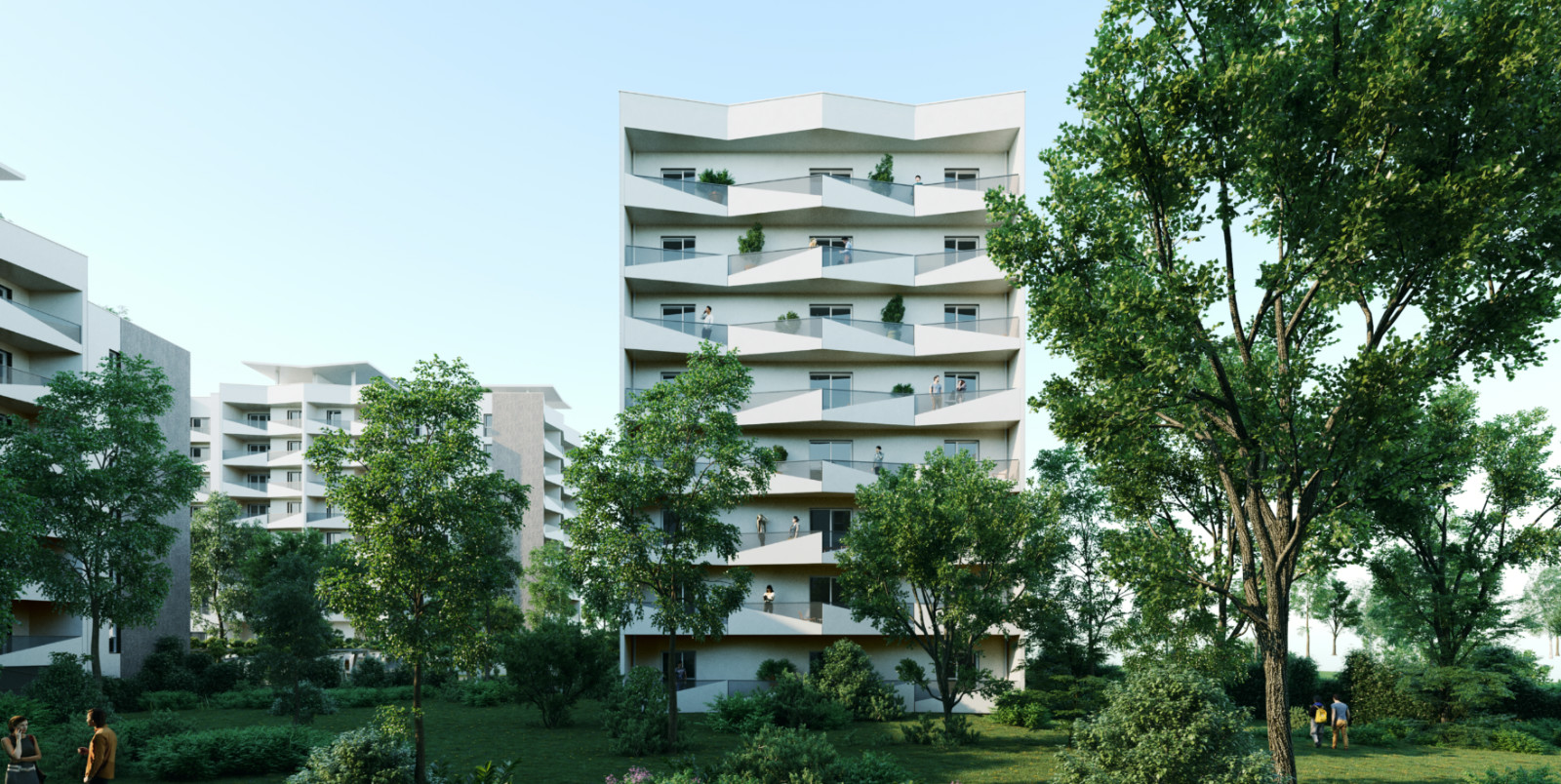 appartement neuf campus compostelle perspective exterieure vue face à pessac