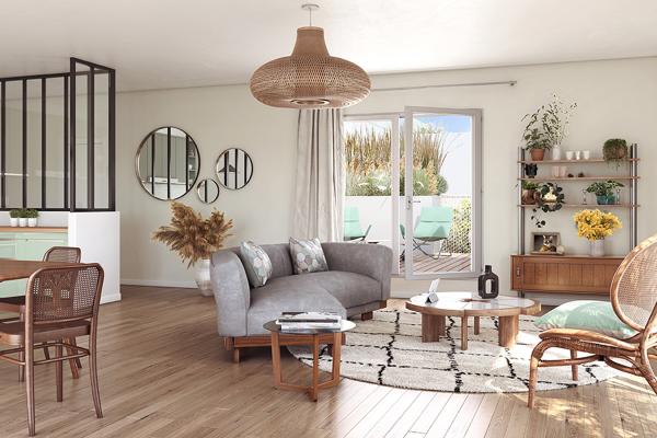 Séjour d'un appartement neuf LH49